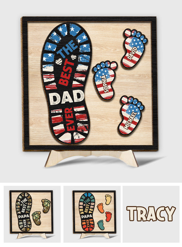 Le meilleur papa/grand-père du monde - Plaque en bois personnalisée à 2 couches