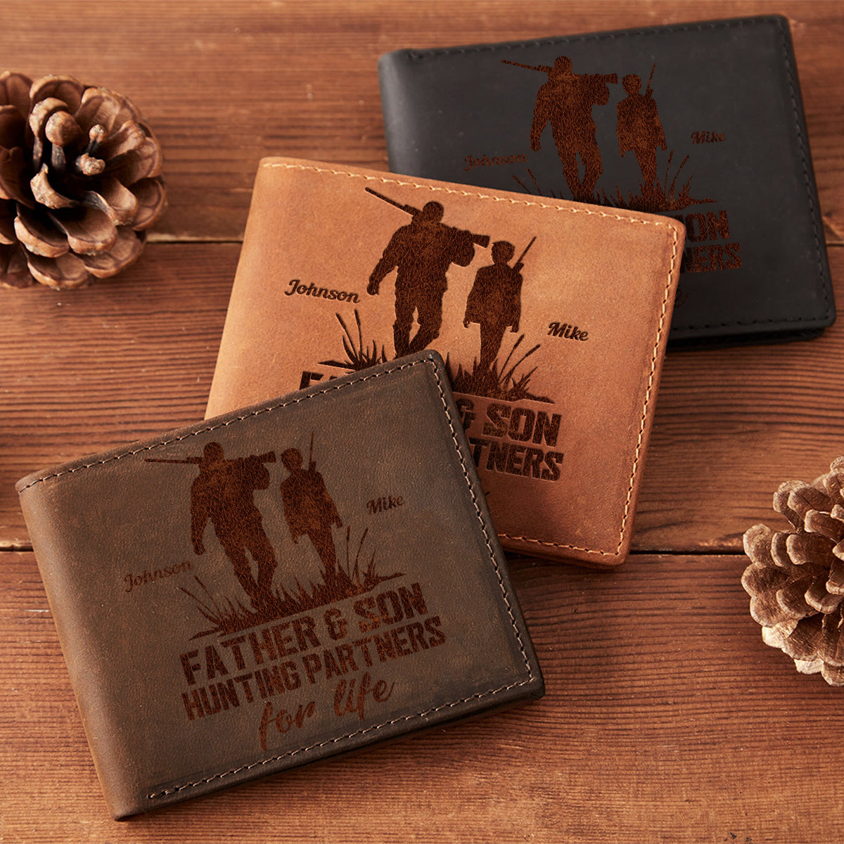 À mon père - Portefeuille en cuir personnalisé