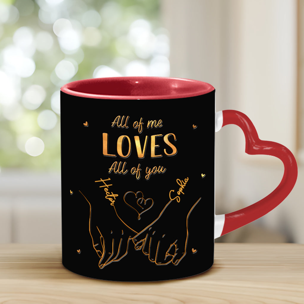 De notre premier baiser à notre dernier souffle - Mug personnalisé pour couple avec anse en forme de cœur