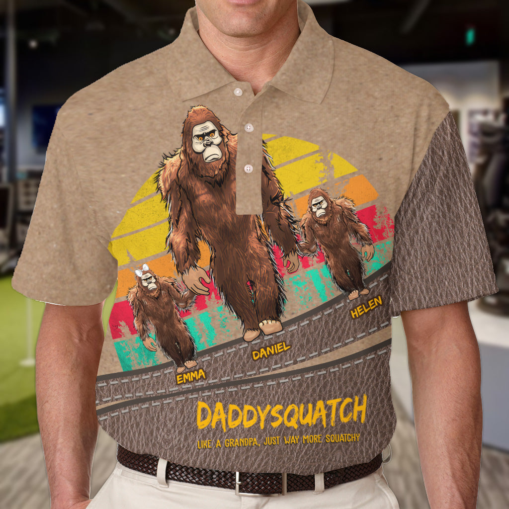 T-shirt polo personnalisé Dadsquatch pour papa