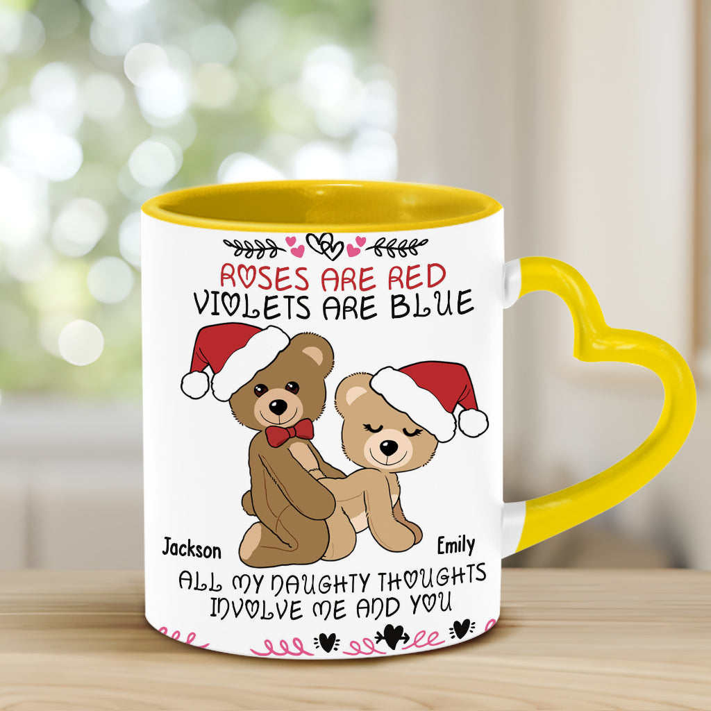 Roses Are Red - Personalized Couple Heart Handle Mug