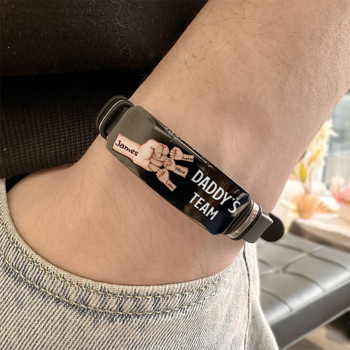 Bracelet personnalisé gravé « L'équipe de papa »