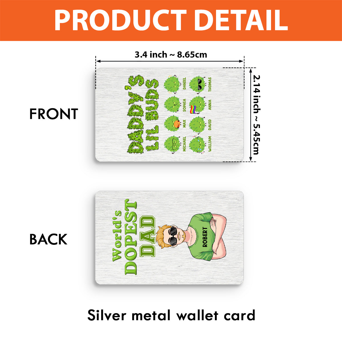 Le papa le plus cool du monde - Carte personnalisée à insérer dans le portefeuille du père