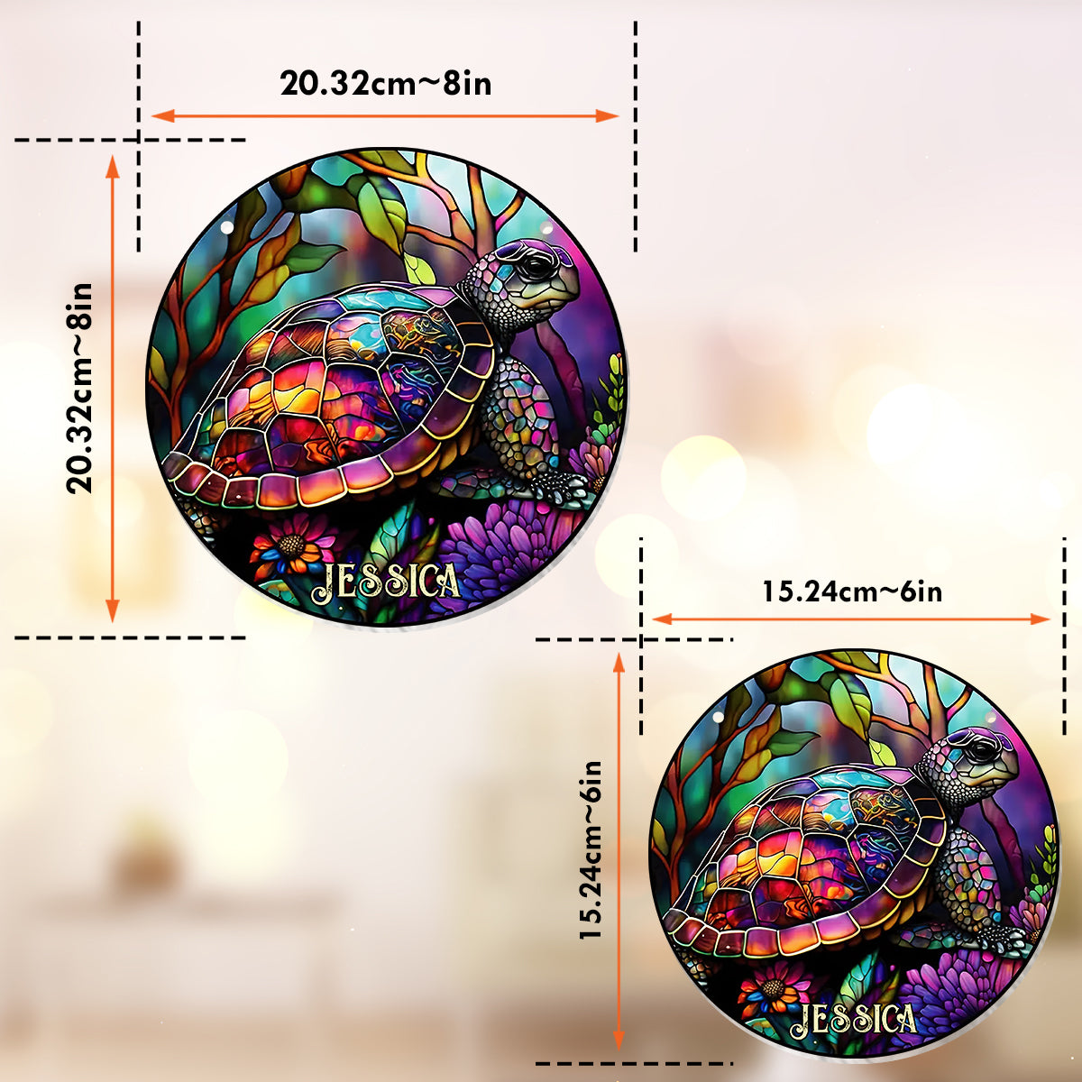 Salty Lil Beach - Ornement attrape-soleil tortue personnalisé à suspendre à la fenêtre 