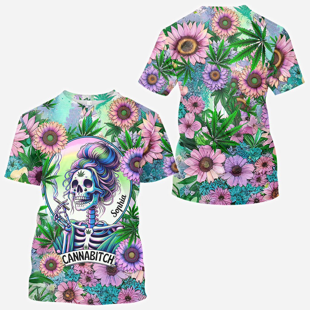 Cannabitch - T-shirt personnalisé avec motif cannabis intégral