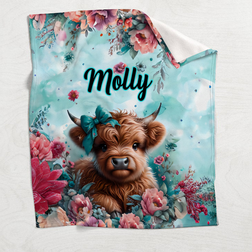 Cute Baby Cow - Personalized Blanket