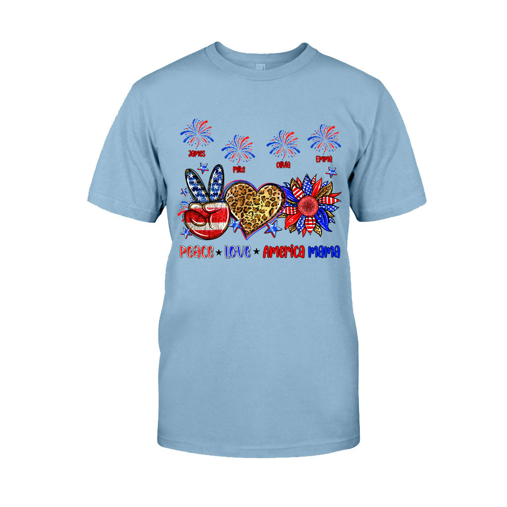 T-shirt et sweat à capuche personnalisés « Paix, Amour, Mamie Américaine, Maman » (tous titres) - Maman