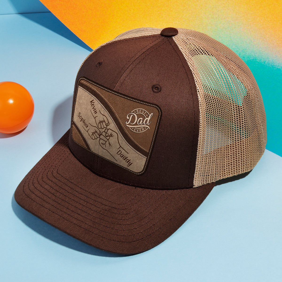 Meilleur papa du monde - Chapeau en cuir personnalisé avec écusson « Papa »