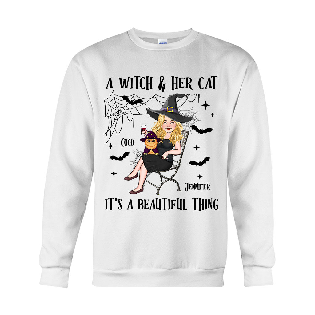 A Witch And Her Cat - Personalized Witch T-shirt And Hoodie