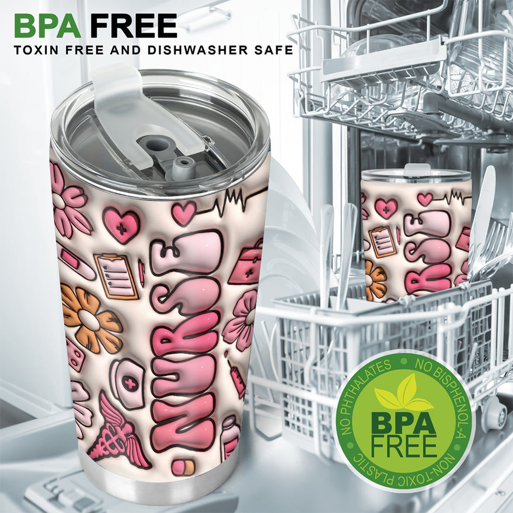 Gobelet personnalisé pour infirmière, style floral rose, « Infirmière CNA » -