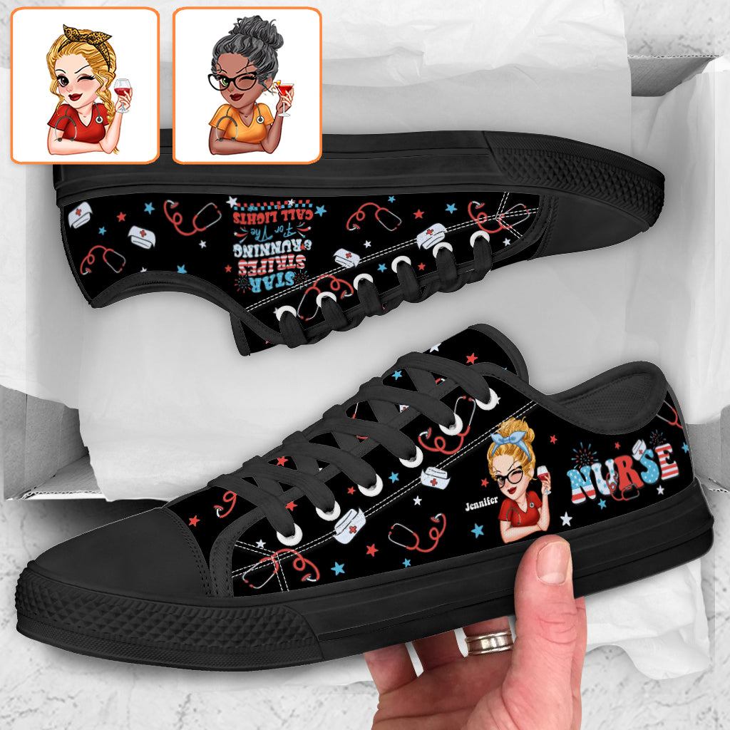 Chaussures basses personnalisées pour infirmières, idéales pour la fête du 4 juillet