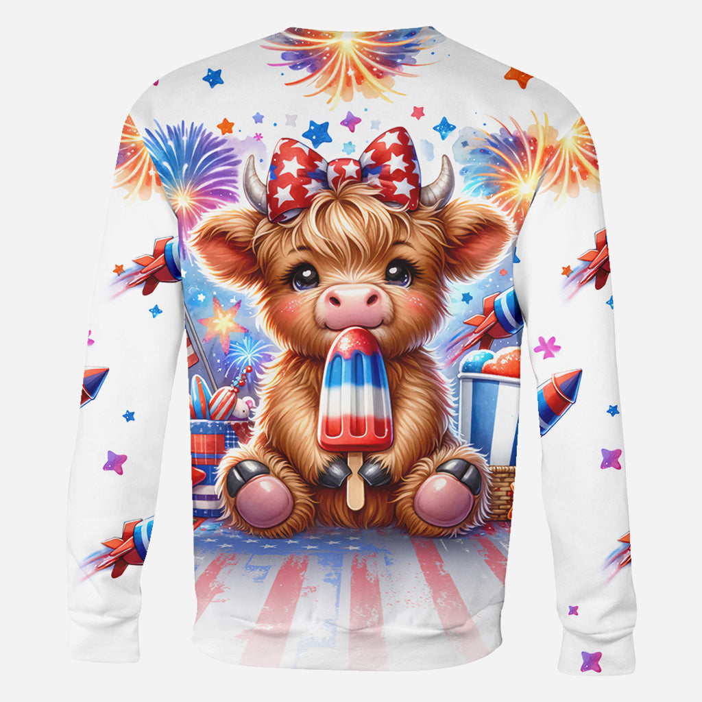 4th Of July Highland Cow - Personalized All Over Shirt