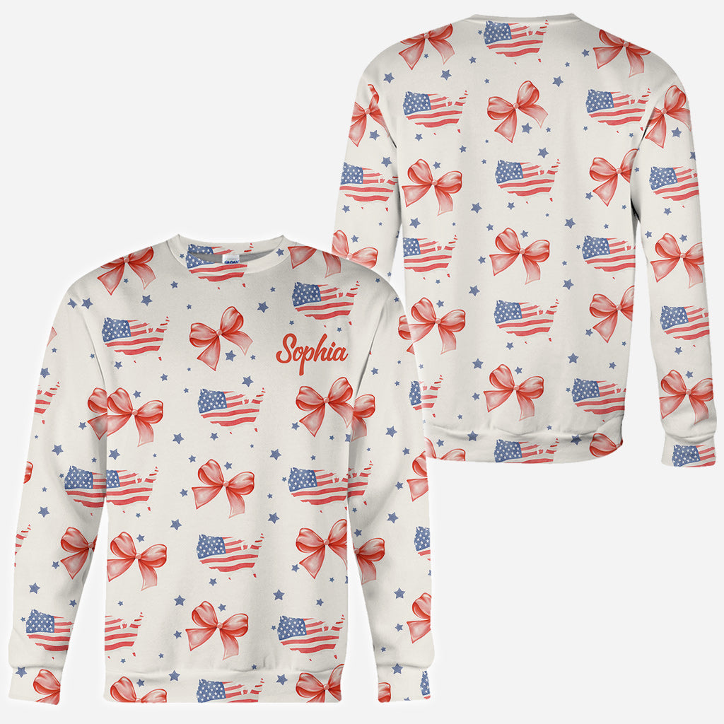 T-shirt Coquette American Girl personnalisé pour la fête nationale américaine (4 juillet)