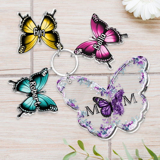 Happy Mother‘s Day Butterfly Version - Personalized Mother Keychain with Charms