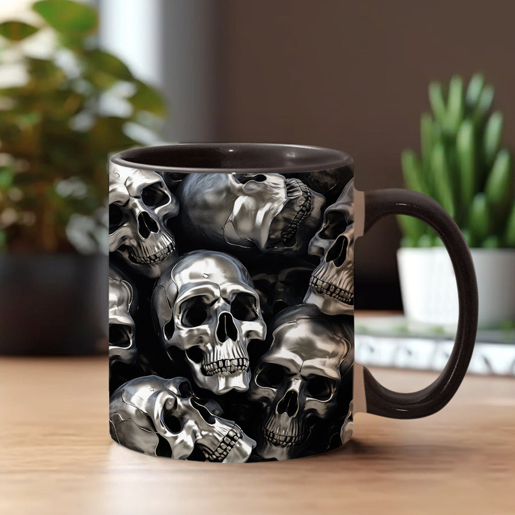 Mug personnalisé à motif crâne métallique 3D