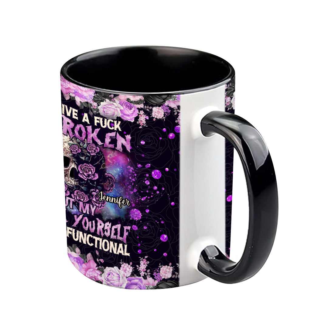 Mon mug personnalisé avec motif tête de mort est cassé, mais mon « Va te faire foutre » est en parfait état de marche.