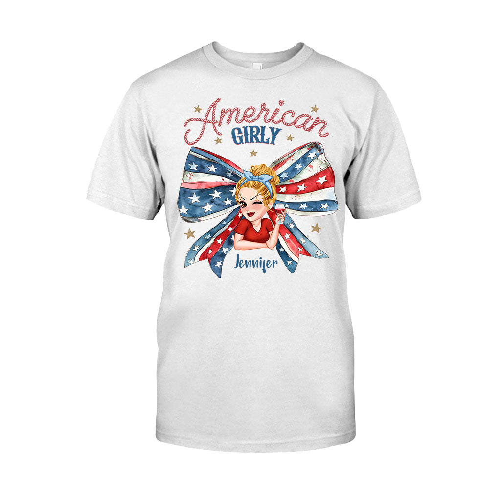 Coquette American Girl - T-shirt et sweat à capuche personnalisés pour la fête nationale américaine (4 juillet).