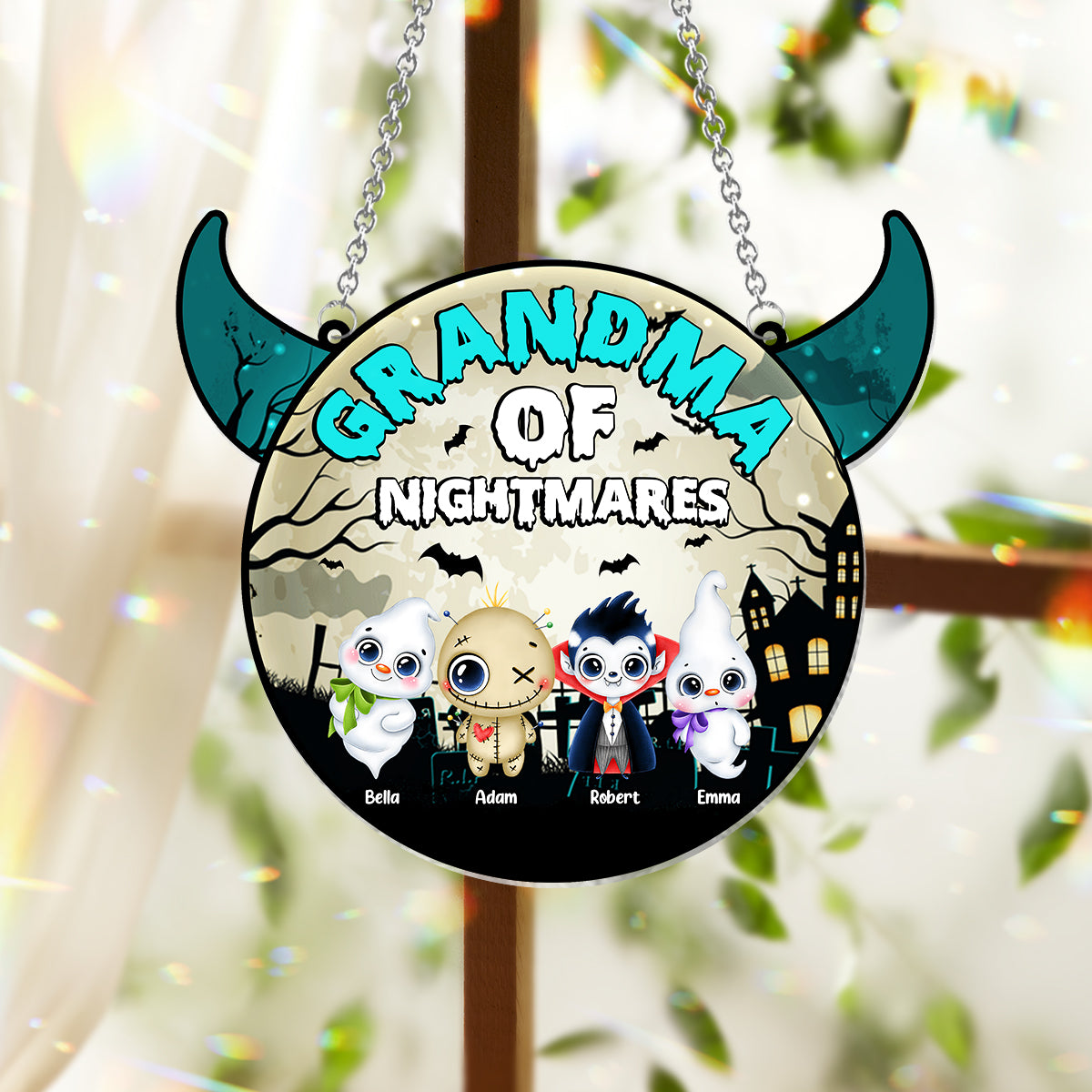 Grand-mère des petits cauchemars - Décoration attrape-soleil personnalisée à suspendre à la fenêtre « Grand-mère » 