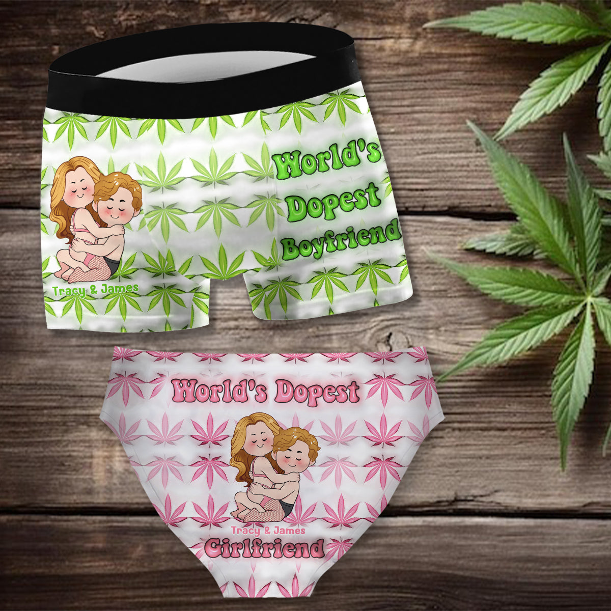 Best Buds - Slips personnalisés pour femmes et boxers pour hommes sur le thème du cannabis