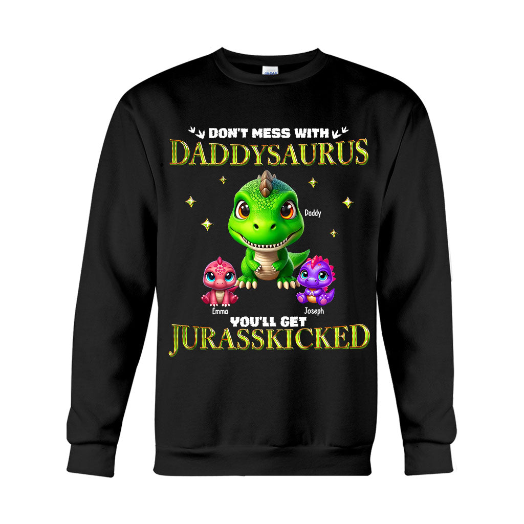 T-shirt et sweat à capuche personnalisés « Papa-Papa » avec dinosaures 3D « Papa-Papa » et « Grand-Papa-Papa ».