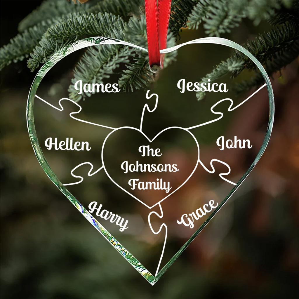 Pieces Of My Heart - Personalized Bestie Heart Shaped Glass Ornament