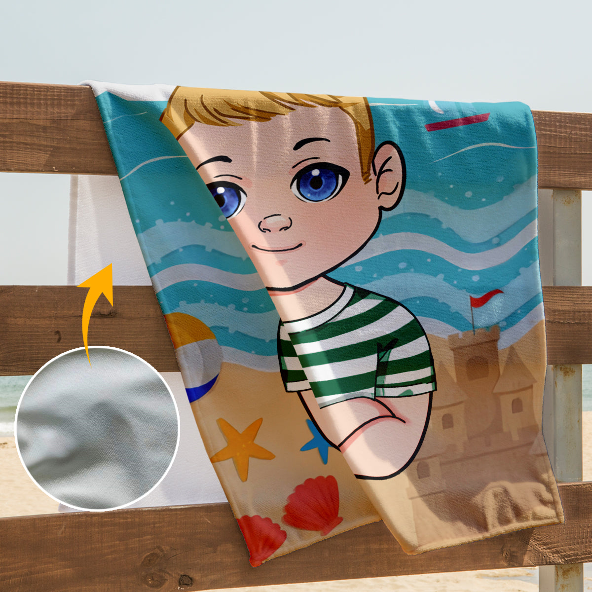 Enfant sur la plage - Serviette de plage personnalisée pour enfant