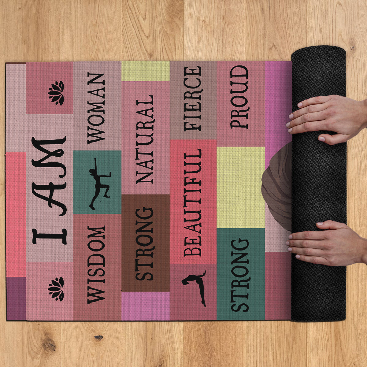 Tapis de yoga personnalisé Yoga Girl I Am Bold Pink - Tapis de yoga