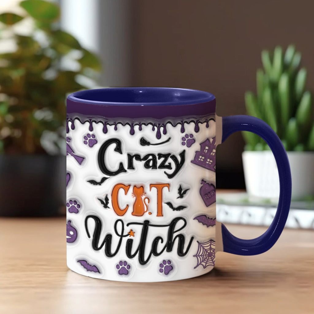Crazy Cat Witch - Personalized Witch Accent Mug