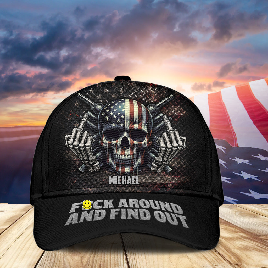 Casquette classique personnalisée avec squelette et drapeau américain