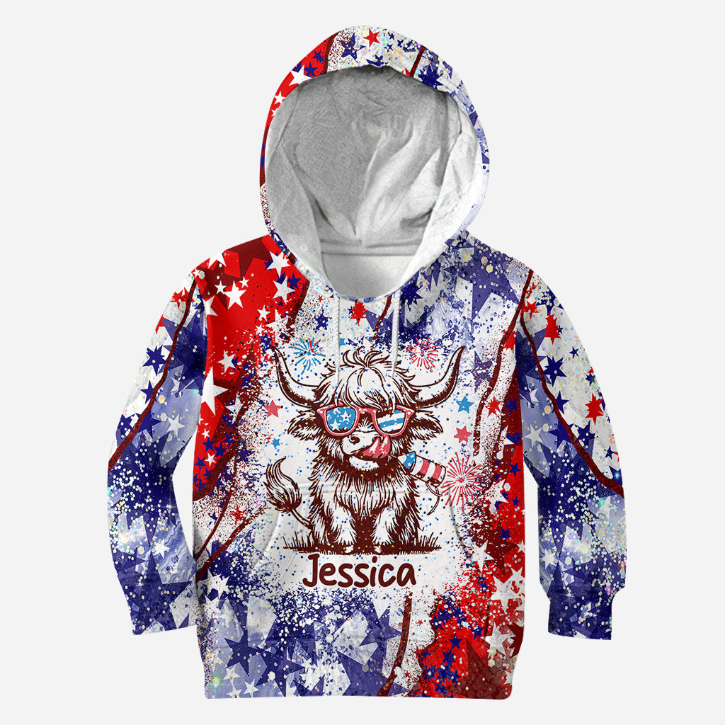 4th Of July Highland Cow - Personalized All Over Shirt