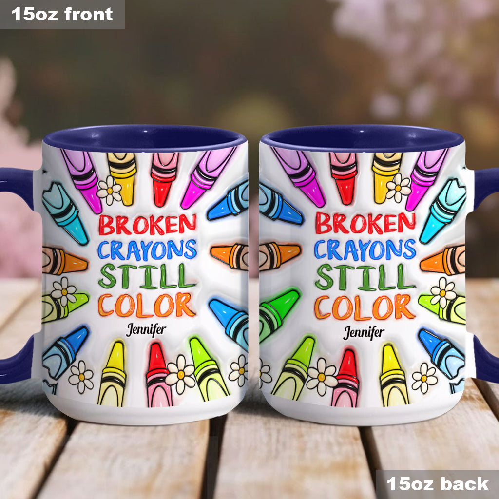 Mug personnalisé « Crayons cassés, mais toujours colorés » pour la prévention du suicide