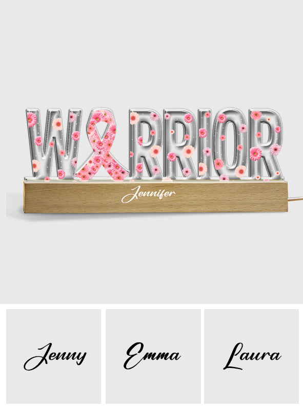 Breast Cancer Warrior - Personalized Breast Cancer Awareness Custom LED Night Light
