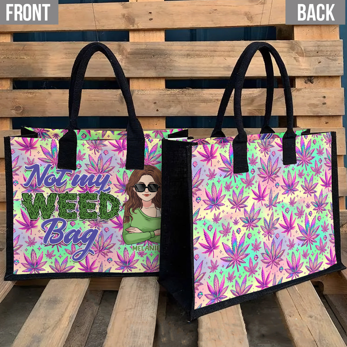 Mother Shite Maybe 420 - Sac fourre-tout et trousse de toilette en toile personnalisée sur le thème du cannabis