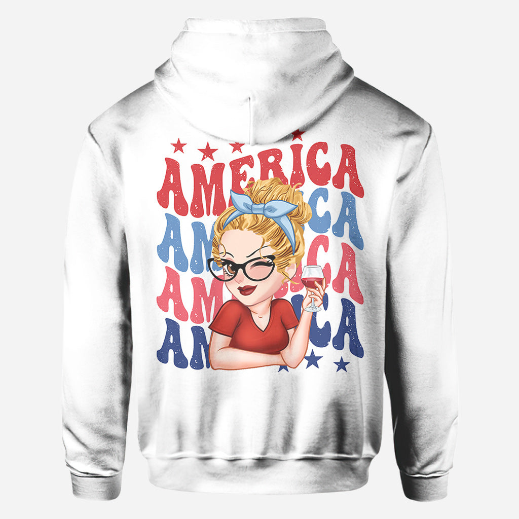 T-shirt personnalisé American Girly pour la fête nationale américaine (4 juillet).