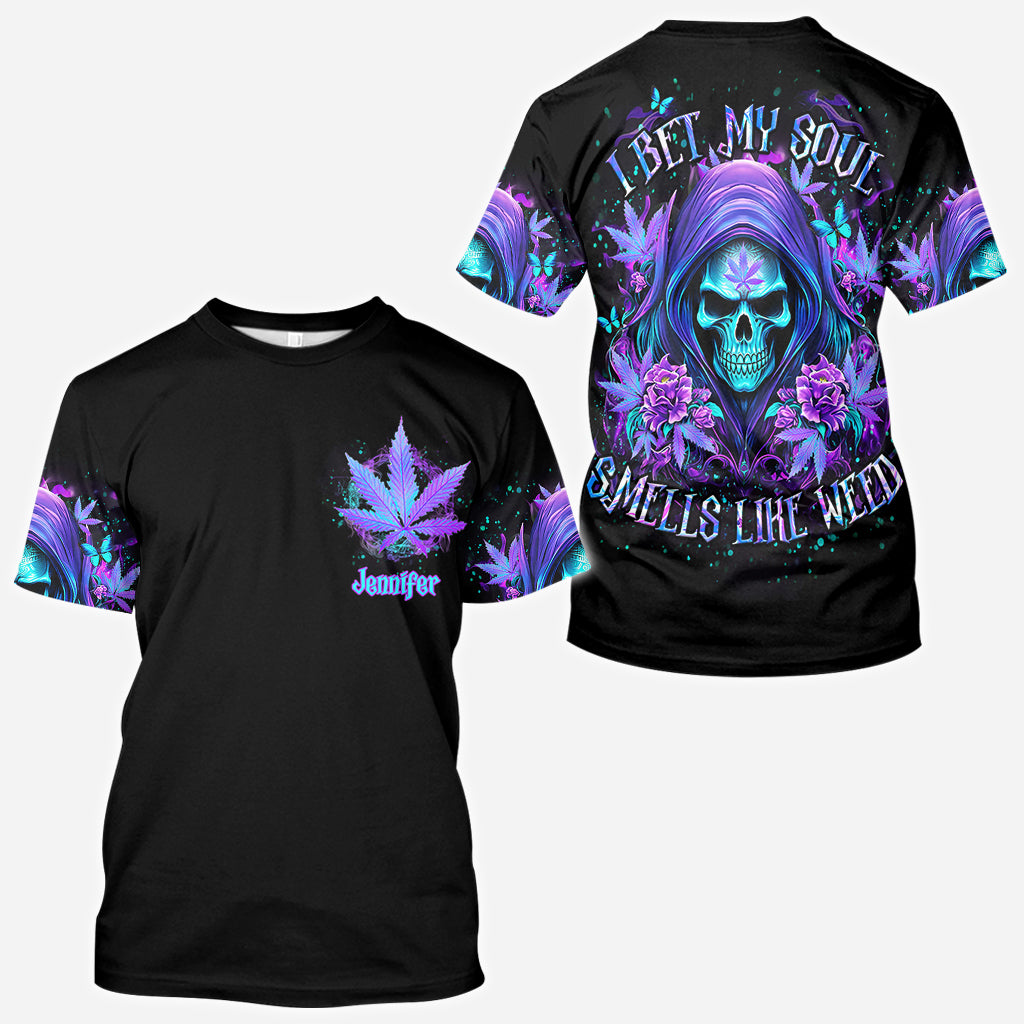 Je parie mon âme - T-shirt personnalisé avec motif cannabis intégral