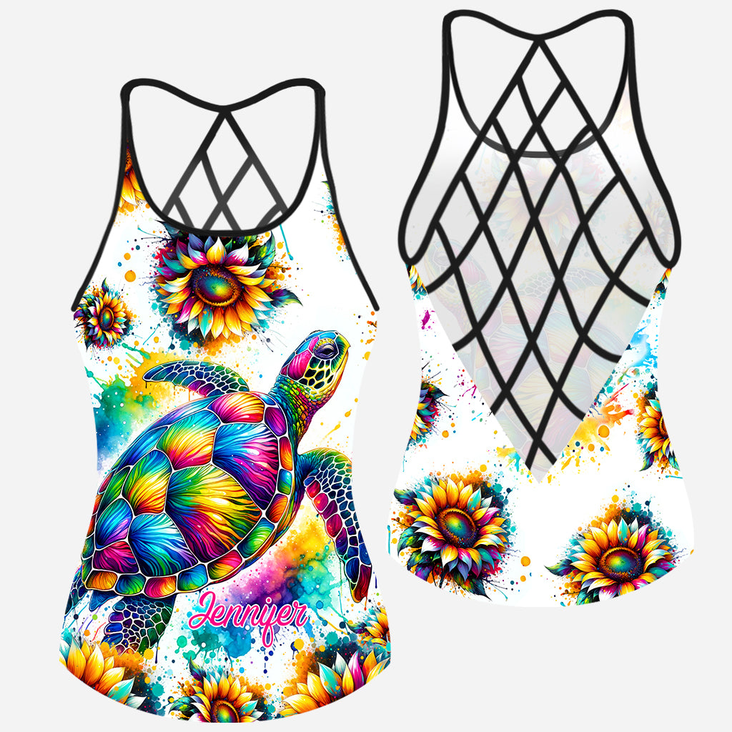 Turtle Lovers - Personalized Turtle Cross Tank Top