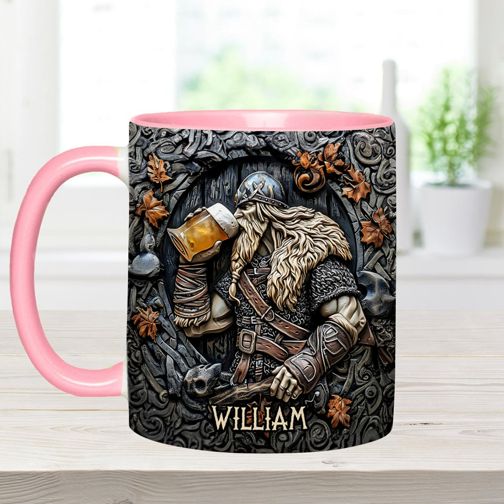 Légende des guerriers vikings buvant du whisky : Levez votre corne ! - Mug personnalisé à accent viking