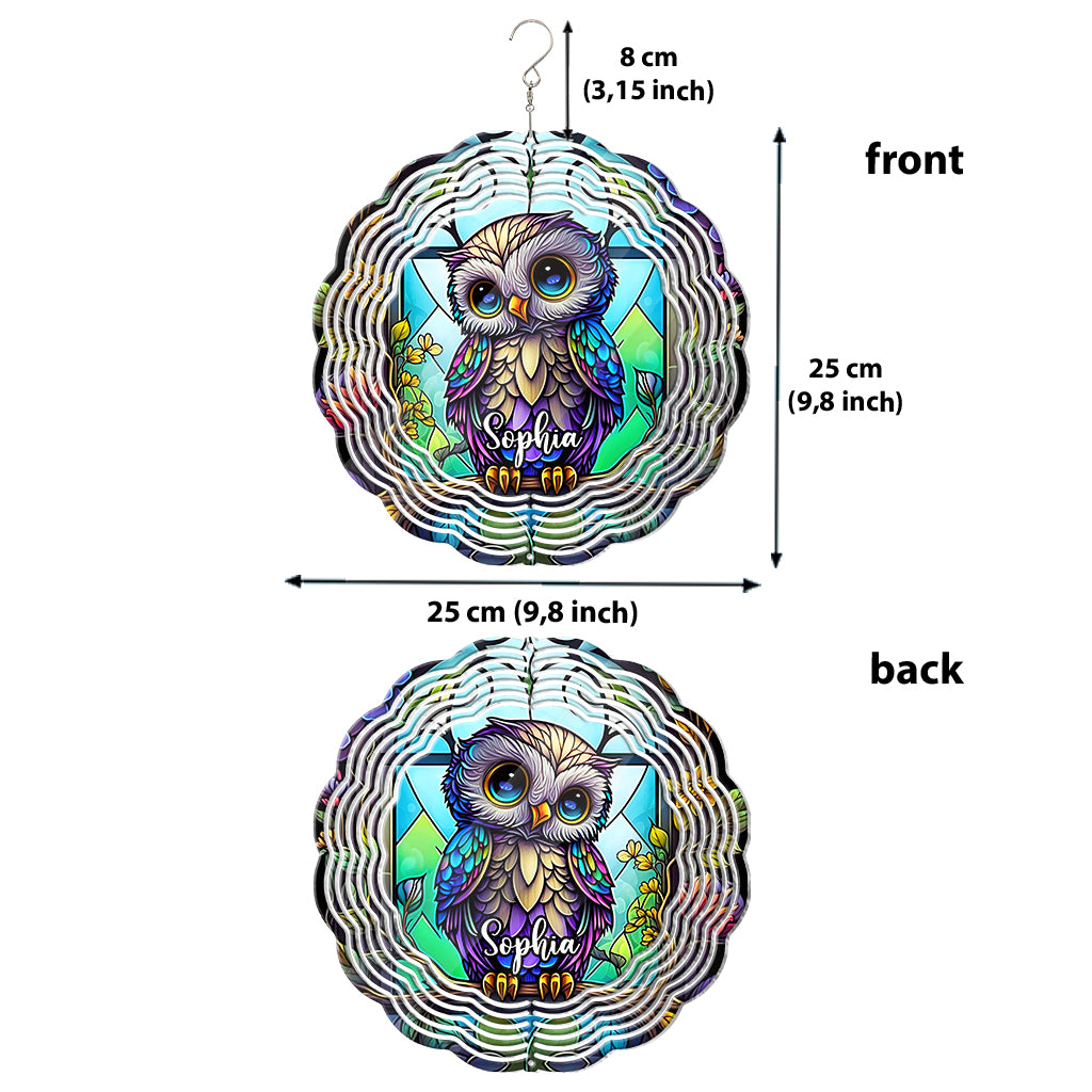 Vitrail hibou mignon - Girouette hibou personnalisée