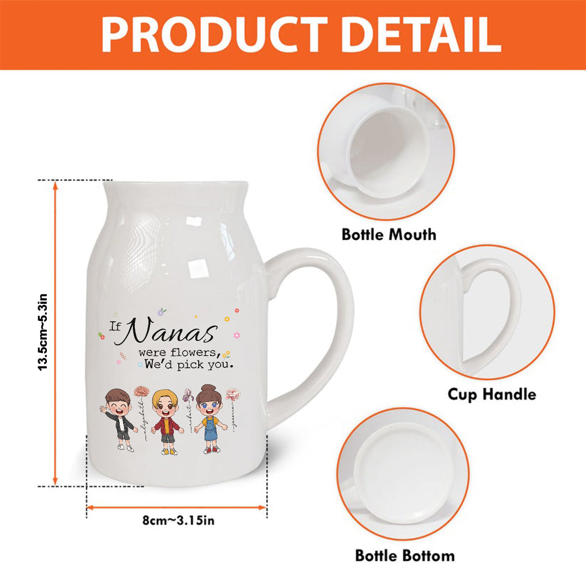 Si Mamie était une fleur - Vase à fleurs en céramique personnalisé pour grand-mère