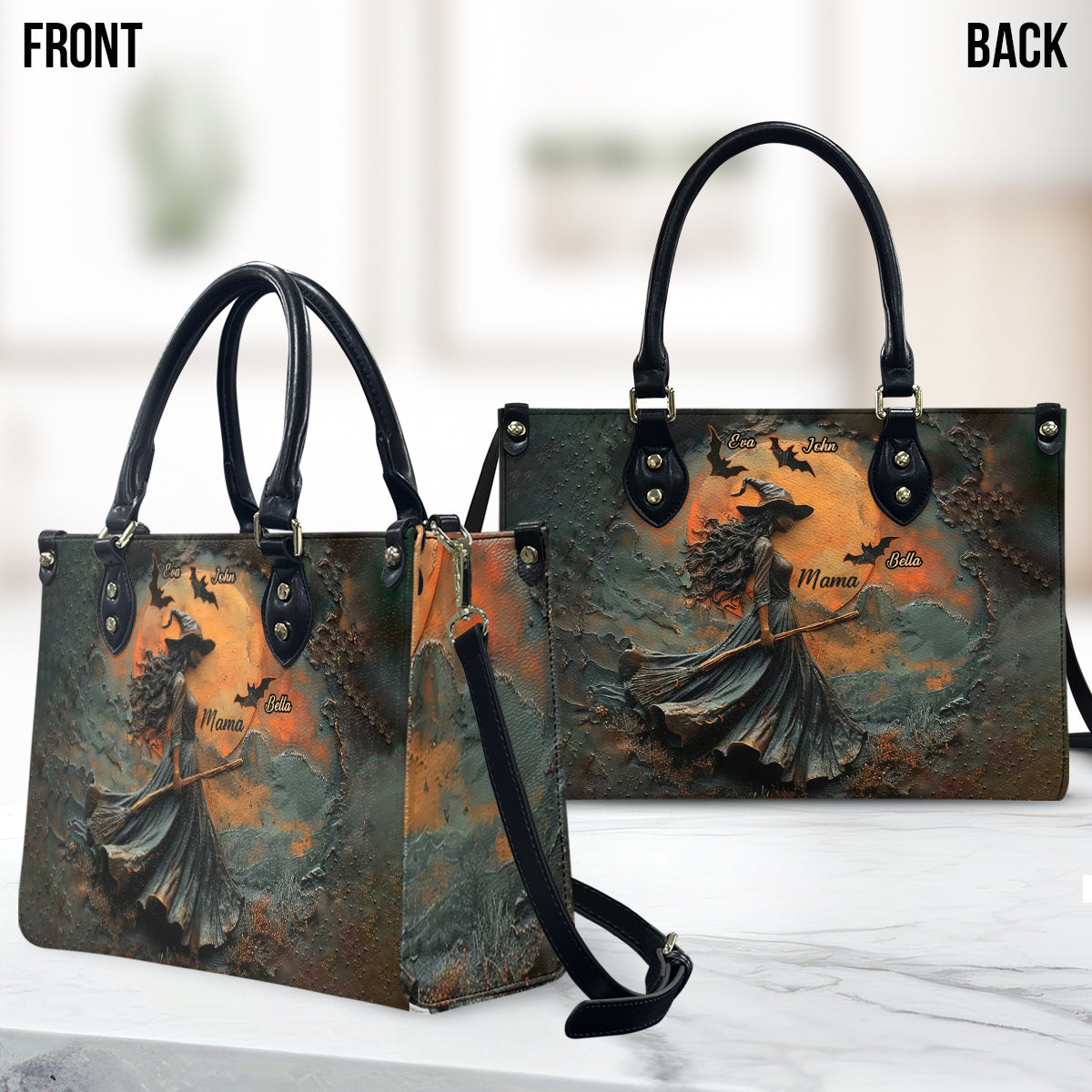 Joyeux Halloween - Sac à main personnalisé en cuir Mother Leather