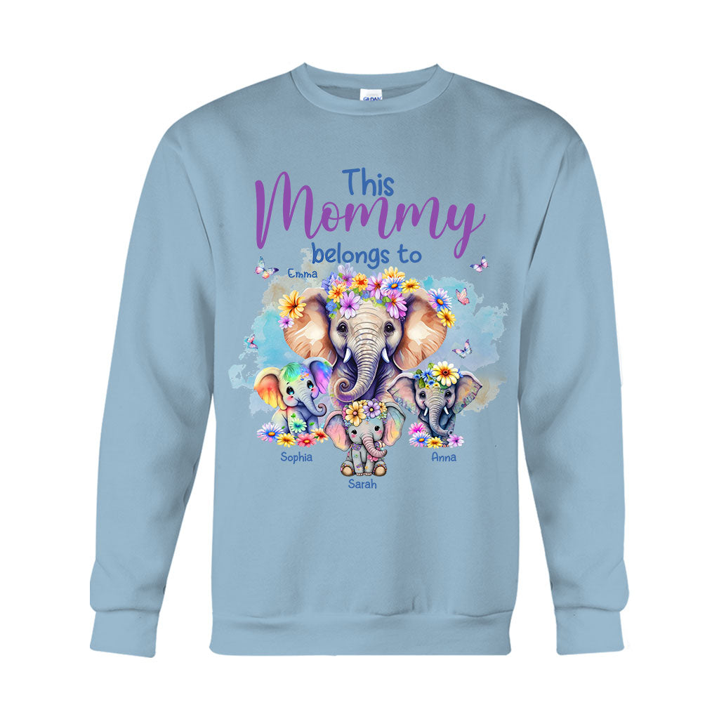 Éléphants à qui maman appartient - T-shirt et sweat à capuche personnalisés pour maman