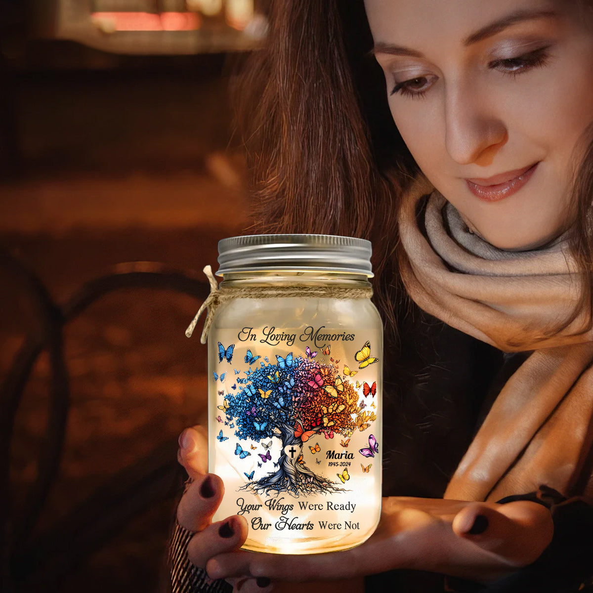 Je suis toujours avec toi - Lampe commémorative personnalisée en bocal Mason