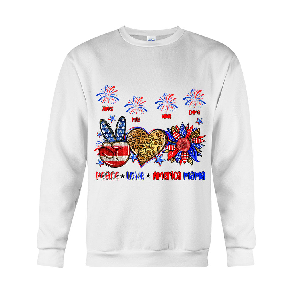 T-shirt et sweat à capuche personnalisés « Paix, Amour, Mamie Américaine, Maman » (tous titres) - Maman