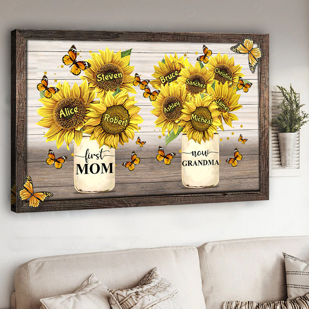 Première maman, maintenant grand-mère - Toile et affiche personnalisées pour grand-mère