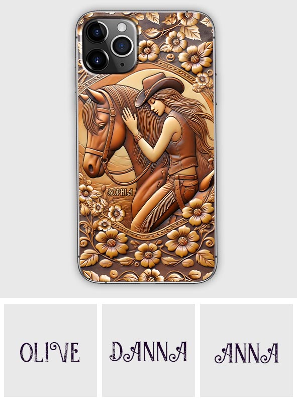 Une fille et son cheval - Coque de téléphone personnalisée à motif cheval