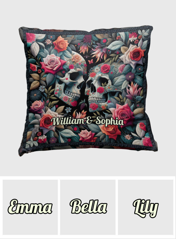 Jusqu'à ce que la mort nous sépare - Coussin décoratif personnalisé en forme de crâne