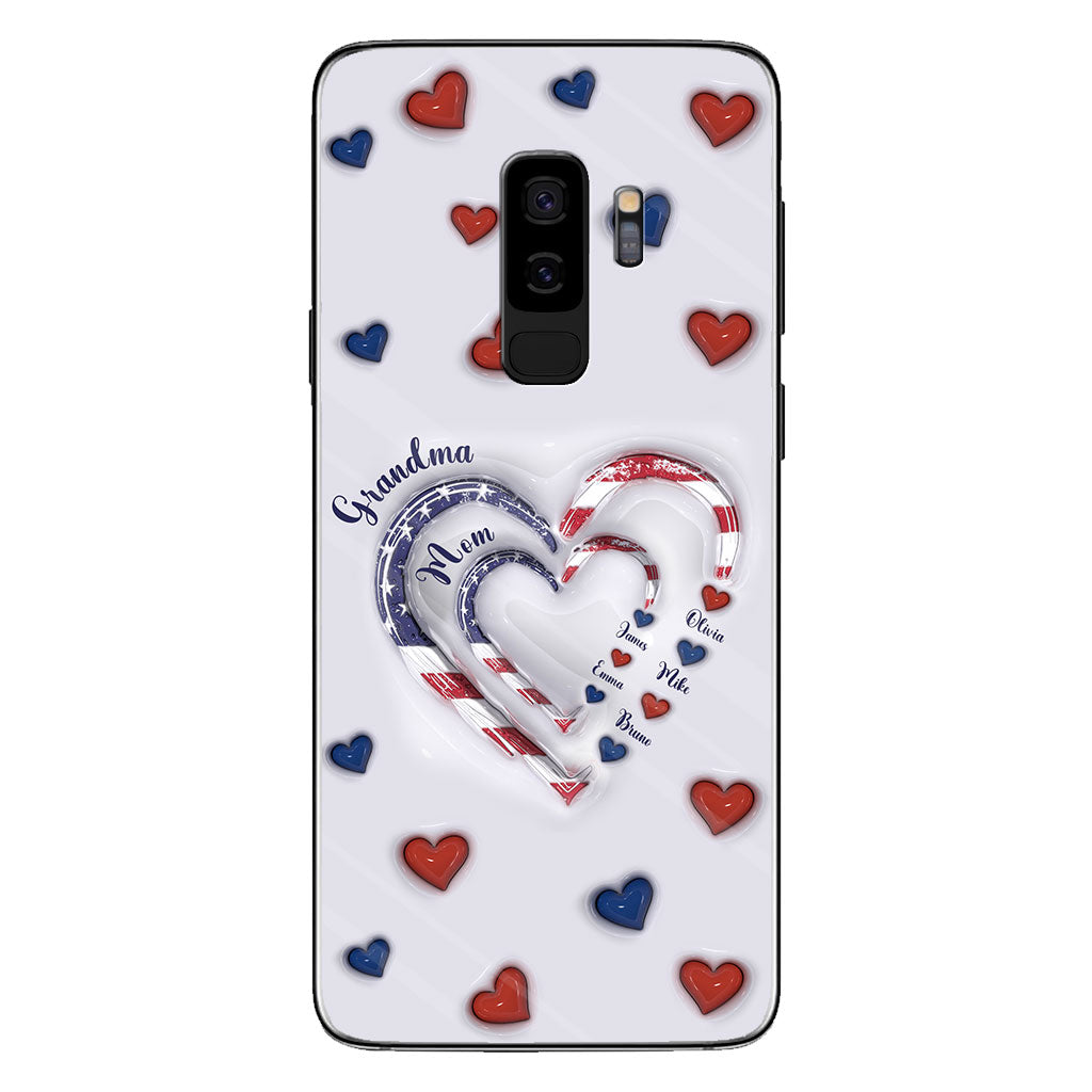 Coque de téléphone personnalisée « Cœurs de grand-mère » pour le 4 juillet