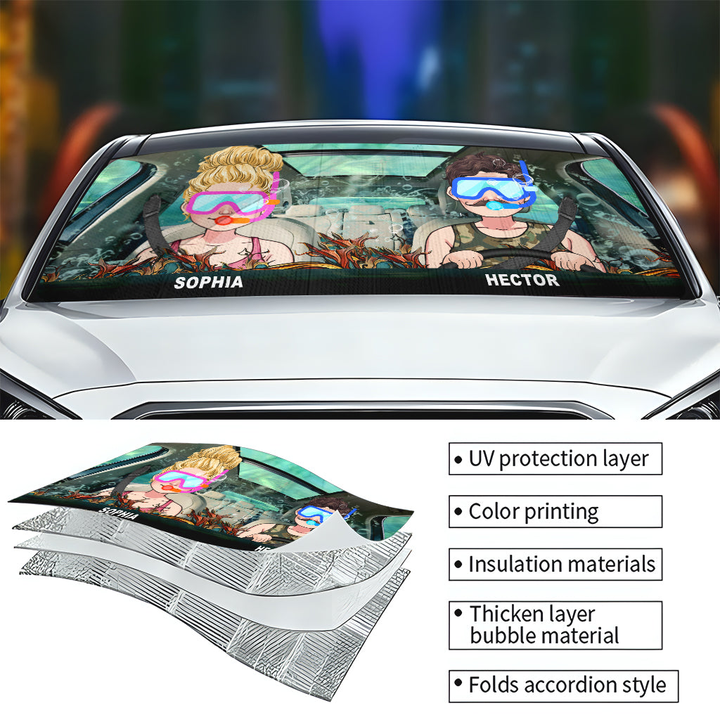Toi, moi et la mer - Pare-soleil de voiture personnalisé pour la plongée sous-marine