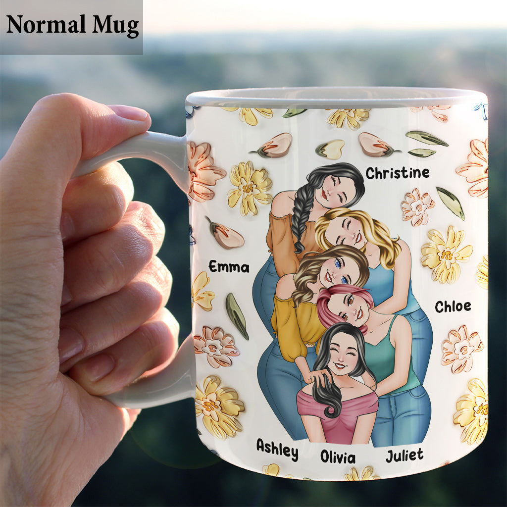 Mug personnalisé « Meilleures amies pour toujours » style floral - Mug personnalisé pour meilleures amies