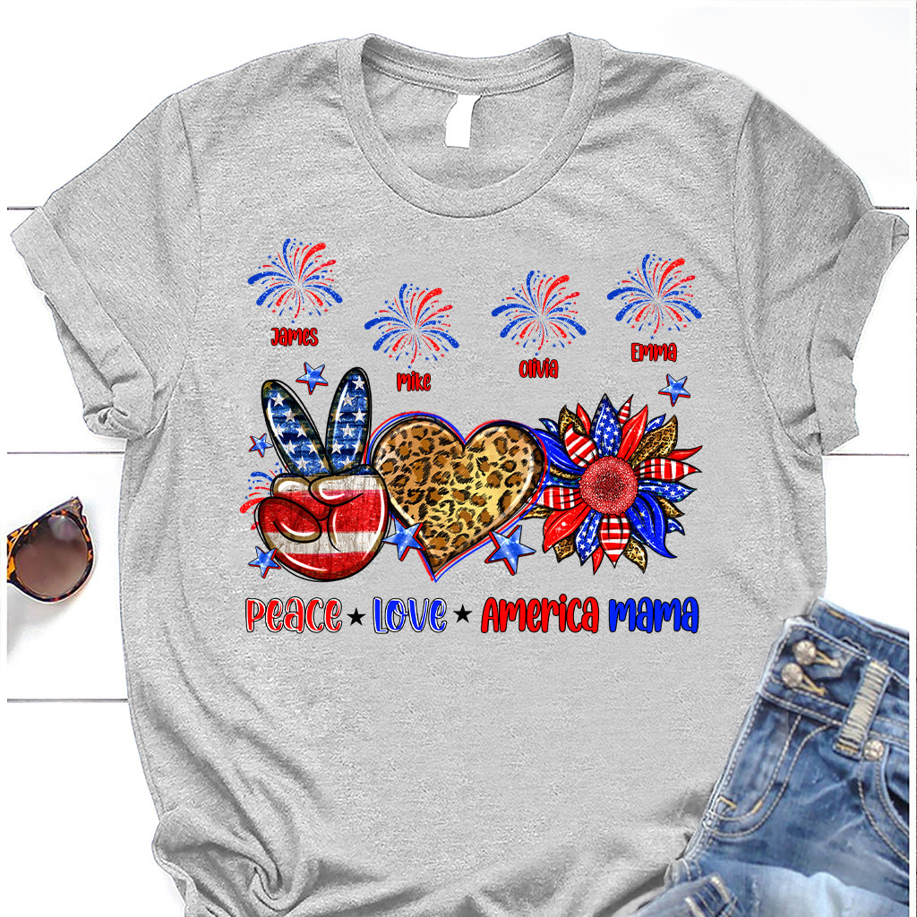 T-shirt et sweat à capuche personnalisés « Paix, Amour, Mamie Américaine, Maman » (tous titres) - Maman